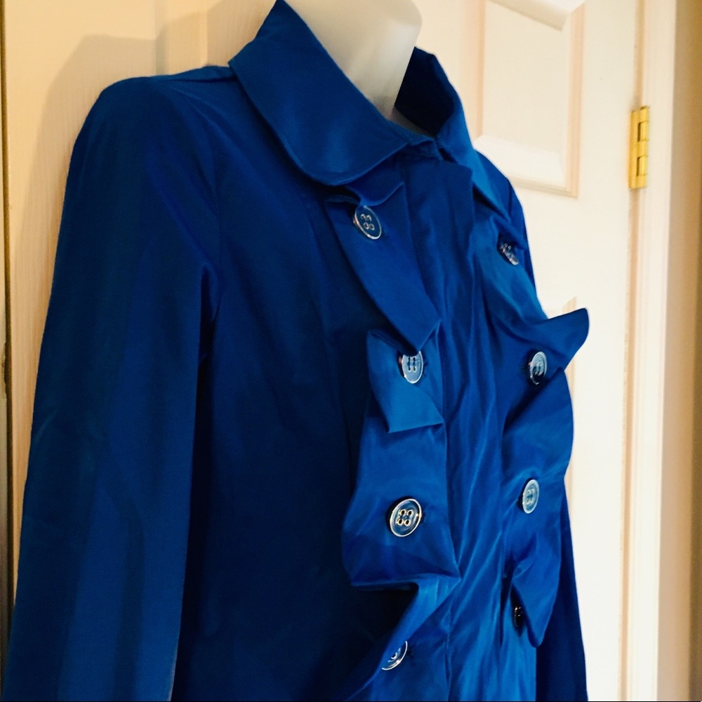 FOR CYNTHIA Blue Ruffle Rain Jacket - Small - Picture 3 of 8